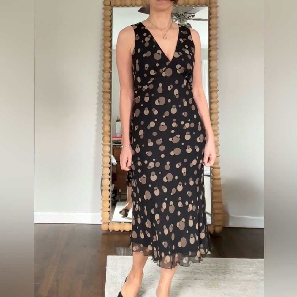 Jonathan Martin Vintage Silk Bias Midi Polkadot Dress